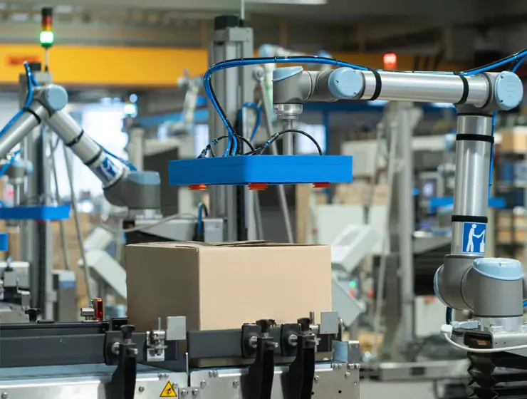 Foto de maquina de robotica colaborativa funcionando en empresa